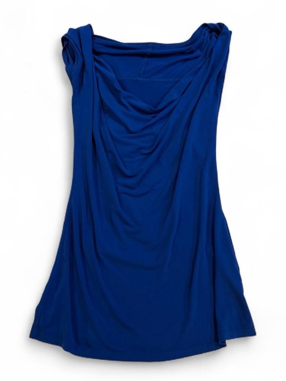 Vintage Y2K Royal Blue Cowl Neck Open Chest Mini Dress